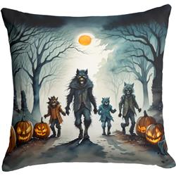 3 x 18 x 18 in. Werewolves Spooky Halloween Throw Pillow