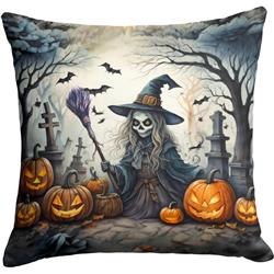 3 x 18 x 18 in. Witch Spooky Halloween Throw Pillow