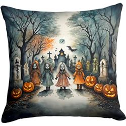 3 x 18 x 18 in. Creepy Dolls Spooky Halloween Throw Pillow