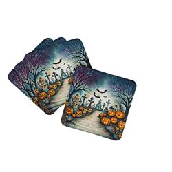 0.15 x 3.5 x 3.5 in. Day of the Dead Spooky Halloween Foam Coasters, Set of 4