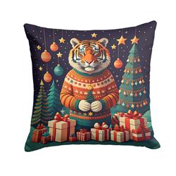 3 x 18 x 18 in. Tiger Christmas Fabric Decorative Pillow