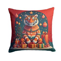 3 x 18 x 18 in. Tiger Christmas Fabric Decorative Pillow