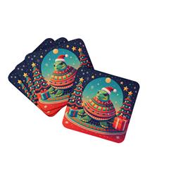 0.15 x 3.5 x 3.5 in. Turtle Christmas Foam Coasters, Set of 4