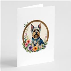 DAC2204GCA7P 0.01 x 5 x 7 in. Silky Terrier & Flowers Greeting Cards & Envelopes, Pack of 8