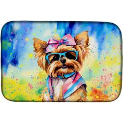 0.2 x 21 x 14 in. Yorkshire Terrier Hippie Dawg Dish Drying Mat