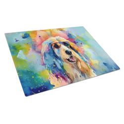 DAC2448LCB 0.2 x 15 x 12 in. Afghan Hound Hippie Dawg Glass Cutting Board - Large