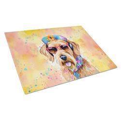 DAC2449LCB 0.2 x 15 x 12 in. Airedale Terrier Hippie Dawg Glass Cutting Board - Large