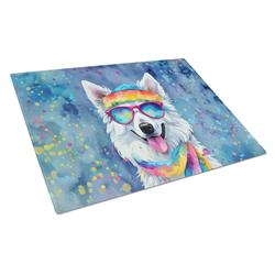 DAC2453LCB 0.2 x 15 x 12 in. American Eskimo Hippie Dawg Glass Cutting Board - Large