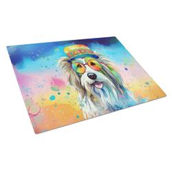 DAC2457LCB 0.2 x 15 x 12 in. Bearded Collie Hippie Dawg Glass Cutting Board - Large