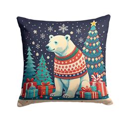 3 x 14 x 14 in. Polar Bear Christmas Fabric Decorative Pillow