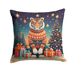 3 x 14 x 14 in. Tiger Christmas Fabric Decorative Pillow