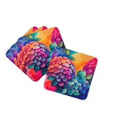 0.15 x 3.5 x 3.5 in. Colorful Hydrangeas Foam Coasters - Set of 4