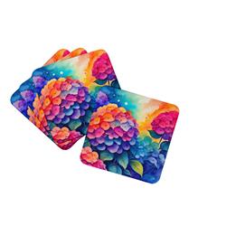 0.15 x 3.5 x 3.5 in. Colorful Hydrangeas Foam Coasters - Set of 4