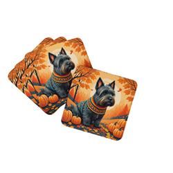 DAC1069FC 0.15 x 3.5 x 3.5 in. Scottish Terrier Fall Foam Coasters - Set of 4