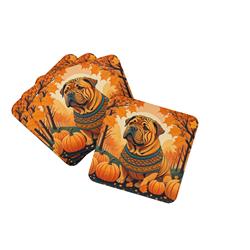 0.15 x 3.5 x 3.5 in. Shar Pei Fall Foam Coasters - Set of 4