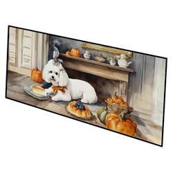 0.2 x 28 x 58 in. Bichon Frise Fall Kitchen Pumpkins Runner Mat
