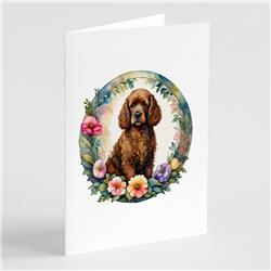 DAC2155GCA7P 0.01 x 5 x 7 in. Irish Water Spaniel & Flowers Greeting Cards & Envelopes - Pack of 8