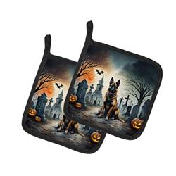 DAC2013PTHD 0.3 x 7.5 x 7.5 in. Belgian Malinois Spooky Halloween Pot Holders - Set of 2
