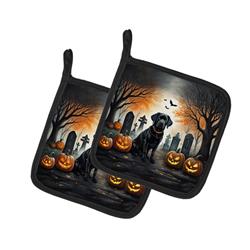 DAC2015PTHD 0.3 x 7.5 x 7.5 in. Labrador Retriever Spooky Halloween Pot Holders, Black - Set of 2