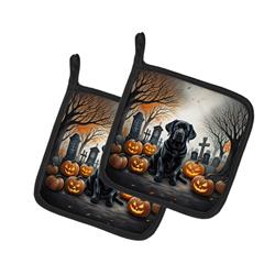 DAC2016PTHD 0.3 x 7.5 x 7.5 in. Labrador Retriever Spooky Halloween Pot Holders, Black - Set of 2