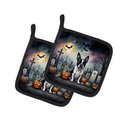 DAC2020PTHD 0.3 x 7.5 x 7.5 in. Boston Terrier Spooky Halloween Pot Holders - Set of 2