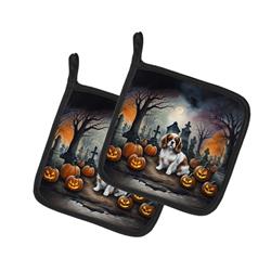 DAC2030PTHD 0.3 x 7.5 x 7.5 in. Cavalier Spaniel Spooky Halloween Pot Holders - Set of 2