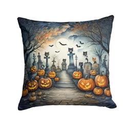 3 x 14 x 14 in. Cat Cemetery Spooky Halloween Throw Pillow