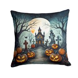 3 x 18 x 18 in. Graveyard Spooky Halloween Throw Pillow
