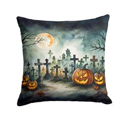 3 x 18 x 18 in. Graveyard Spooky Halloween Throw Pillow