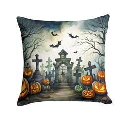3 x 18 x 18 in. Graveyard Spooky Halloween Throw Pillow