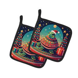 0.3 x 7.5 x 7.5 in. Turtle Christmas Pot Holders - Set of 2