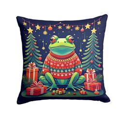 3 x 14 x 14 in. Frog Christmas Fabric Decorative Pillow