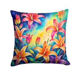 3 x 18 x 18 in. Colorful Lilies Fabric Decorative Pillow