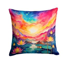 3 x 18 x 18 in. Colorful Lotus Fabric Decorative Pillow