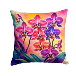 3 x 18 x 18 in. Colorful Orchids Fabric Decorative Pillow