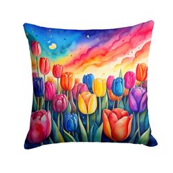 3 x 18 x 18 in. Colorful Tulips Fabric Decorative Pillow