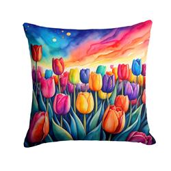 3 x 18 x 18 in. Colorful Tulips Fabric Decorative Pillow