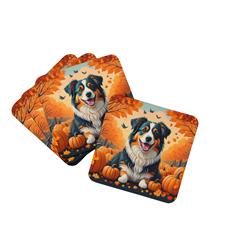 DAC1009FC 0.15 x 3.5 x 3.5 in. Australian Shepherd Terrier Fall Foam Coasters - Set of 4