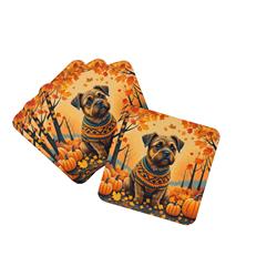 0.15 x 3.5 x 3.5 in. Border Terrier Fall Foam Coasters - Set of 4