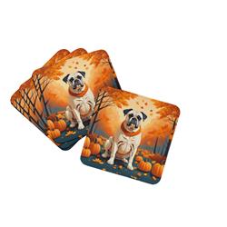 0.15 x 3.5 x 3.5 in. Boxer Fall Foam Coasters, White - Set of 4