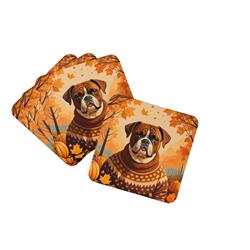 0.15 x 3.5 x 3.5 in. Boxer Fall Foam Coasters - Set of 4