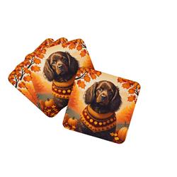 DAC1027FC 0.15 x 3.5 x 3.5 in. Boykin Spaniel Fall Foam Coasters - Set of 4