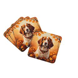 0.15 x 3.5 x 3.5 in. Brittany Spaniel Fall Foam Coasters - Set of 4