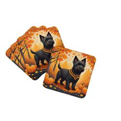 0.15 x 3.5 x 3.5 in. Cairn Terrier Fall Foam Coasters, Black - Set of 4