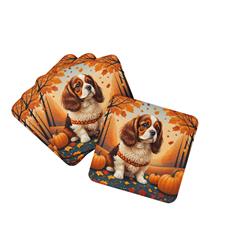 0.15 x 3.5 x 3.5 in. Cavalier Spaniel Fall Foam Coasters - Set of 4