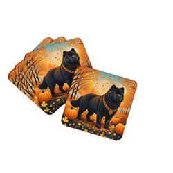 0.15 x 3.5 x 3.5 in. Chow Chow Fall Foam Coasters, Black - Set of 4