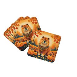 0.15 x 3.5 x 3.5 in. Chow Chow Fall Foam Coasters - Set of 4