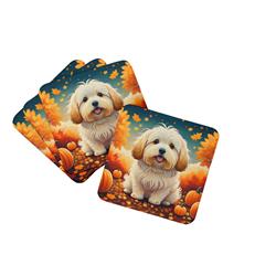 0.15 x 3.5 x 3.5 in. Coton De Tulear Fall Foam Coasters - Set of 4