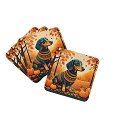 0.15 x 3.5 x 3.5 in. Dachshund Fall Foam Coasters - Set of 4