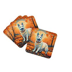 0.15 x 3.5 x 3.5 in. German Shepherd Fall Foam Coasters, White - Set of 4